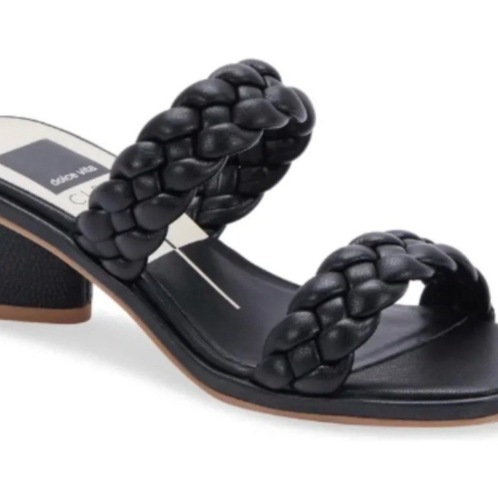 Dolce Vita Black Braided Double-Strap Espadrille Heel